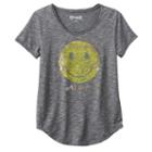 Girls 7-16 & Plus Size Mudd&reg; Raw Edge Scoopneck Shiny Graphic Tee, Girl's, Size: 16, Black