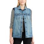 Women's Chaps Long Denim Vest, Size: Small, Blue