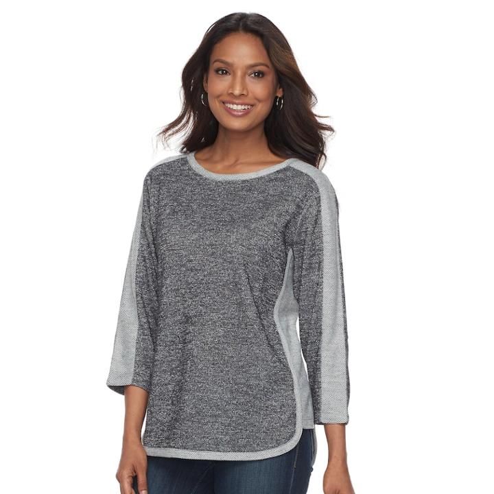 Women's Cathy Daniels Colorblocked Knit Top, Size: Xl, Black