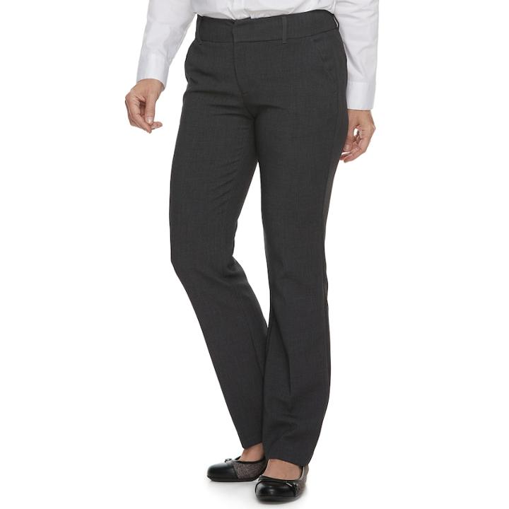 Women's Croft & Barrow&reg; Polished Straight-leg Pants, Size: 16 Short, Dark Grey