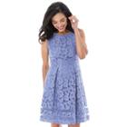 Women's Ab Studio Pleated Lace Fit & Flare Dress, Size: 12, Ovrfl Oth