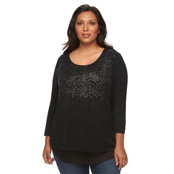 Plus Size Apt. 9&reg; Scoopneck Top & Tank Set, Women's, Size: 3xl, Black