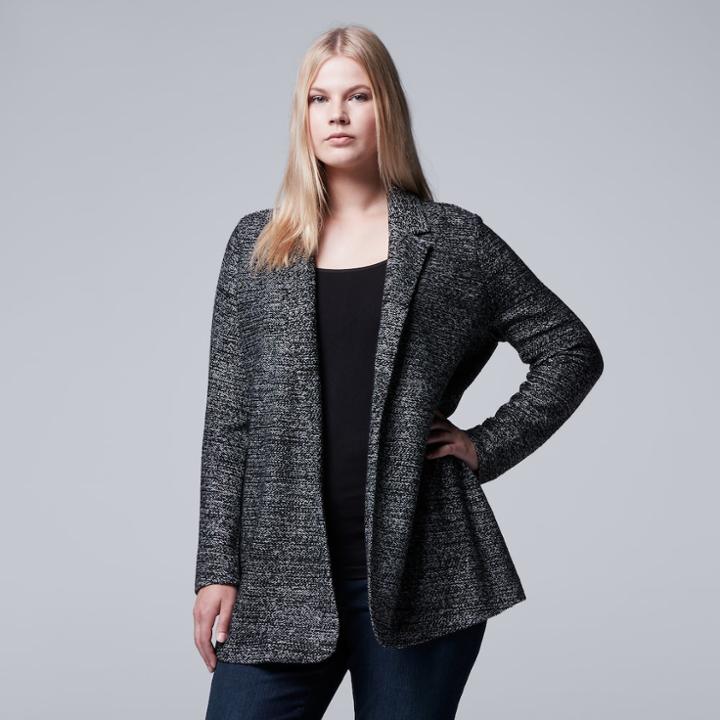 Plus Size Simply Vera Vera Wang Simply Separates Marled Blazer, Women's, Size: 3xl, Med Grey