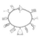 Sterling Silver Cosmpolitan Charm Bracelet, Women's, Size: 7.5, Grey