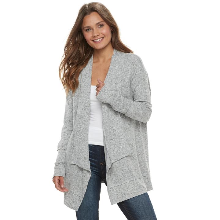 Juniors' So&reg; Hatchi Cardigan, Teens, Size: Small, Grey
