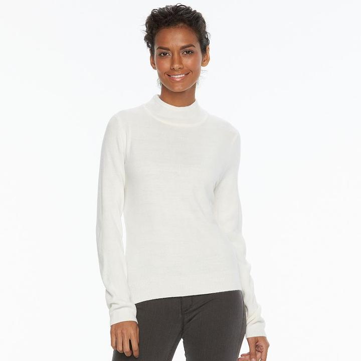 Women's Napa Valley Mockneck Sweater, Size: Xl, White
