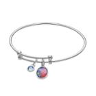 Peppa Pig Kids' Silver-plated Crystal Charm Bangle Bracelet, Girl's, Multicolor
