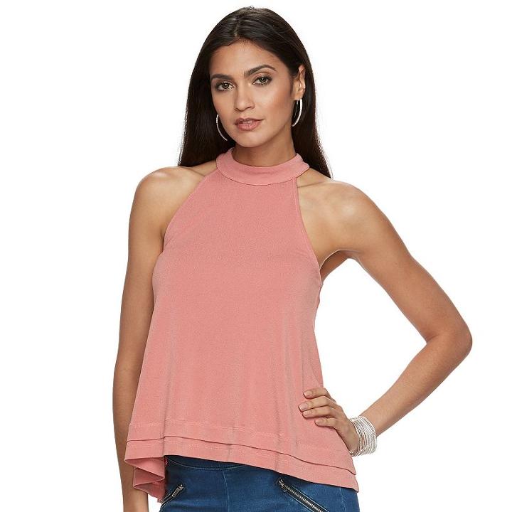 Women's Jennifer Lopez Mockneck Halter Top, Size: Xs, Pink