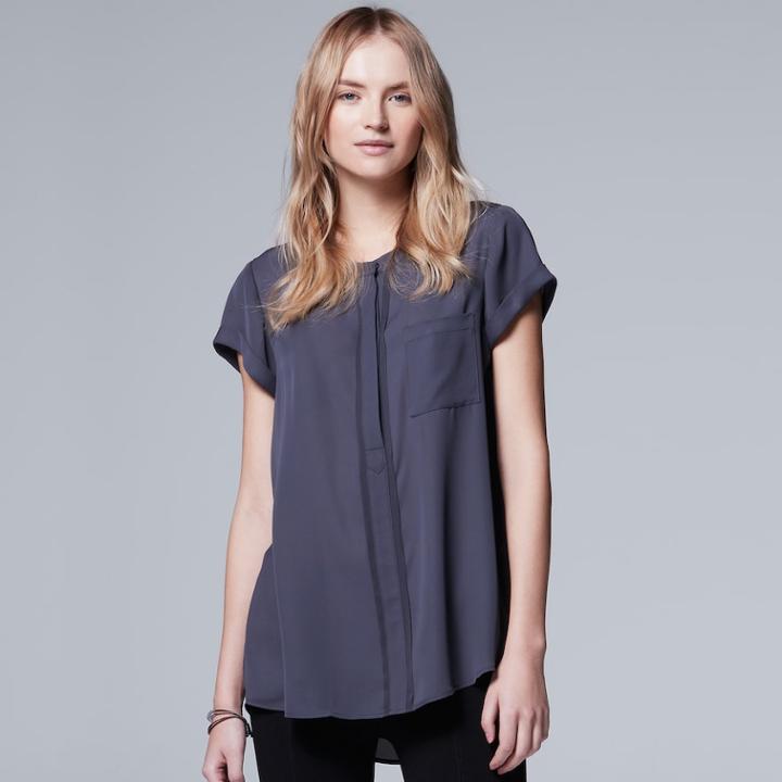 Women's Simply Vera Vera Wang Essential Popover Top, Size: Xs, Grey