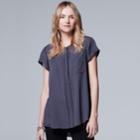 Women's Simply Vera Vera Wang Essential Popover Top, Size: Xs, Grey