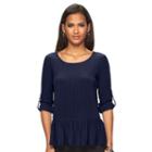 Women's Apt. 9&reg; Ribbed Peplum Top, Size: Small, Dark Blue