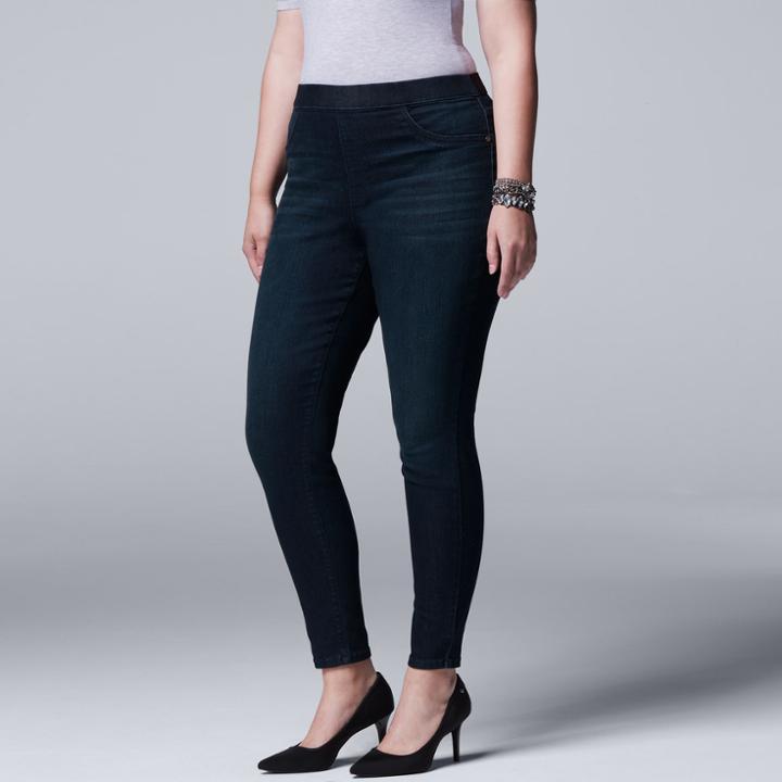 Plus Size Simply Vera Vera Wang Pull-on Jeggings, Women's, Size: 22 W, Dark Blue