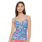 Women's Croft & Barrow&reg; Bust Enhancer Twist Tankini Top, Size: 6, Med Blue