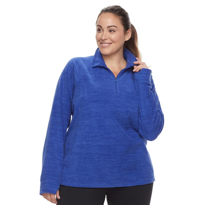 Plus Size Tek Gear Microfleece 1/4-zip Pullover Top, Women's, Size: 3xl, Med Blue