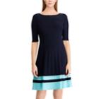 Women's Chaps Striped Hem Fit & Flare Dress, Size: Xs, Blue (navy)