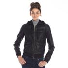 Women's Levi's Faux-leather Hooded Bomber Jacket, Size: Small, Black