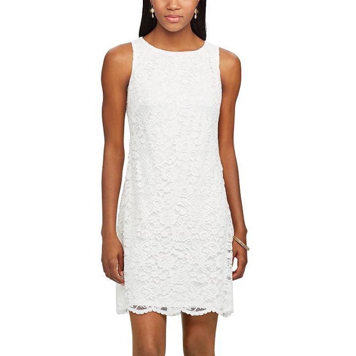Women's Chaps Lace Shift Dress, Size: 16, White