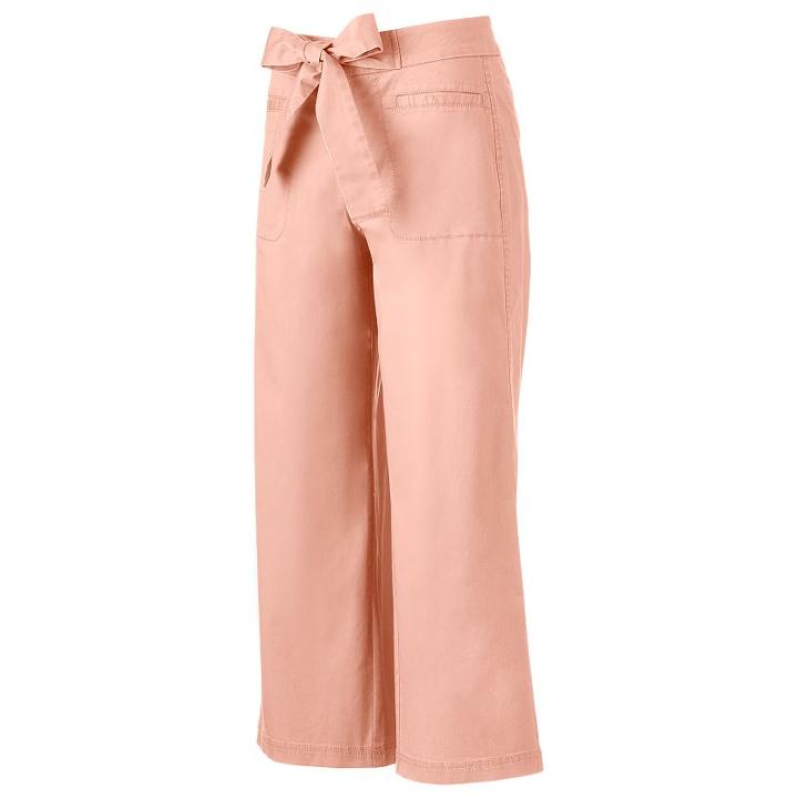 Juniors' So&reg; Tie Front Chino Culottes, Girl's, Size: 1, Brt Pink
