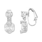 Dana Buchman Cubic Zirconia Double-drop Clip On Earrings, Women's, Silver