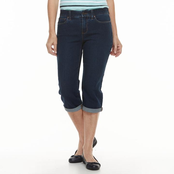 Women's Croft & Barrow&reg; Capri Jeans, Size: 10, Dark Blue