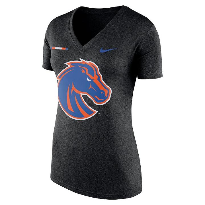 Women's Nike Boise State Broncos Striped Bar Tee, Size: Medium, Black