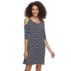 Women's Nina Leonard Cold-shoulder Trapeze Dress, Size: Large, Blue (navy)