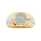 Men's Two Tone Sterling Silver 1/4 Carat T.w. Diamond Octagon Ring, Size: 9, White