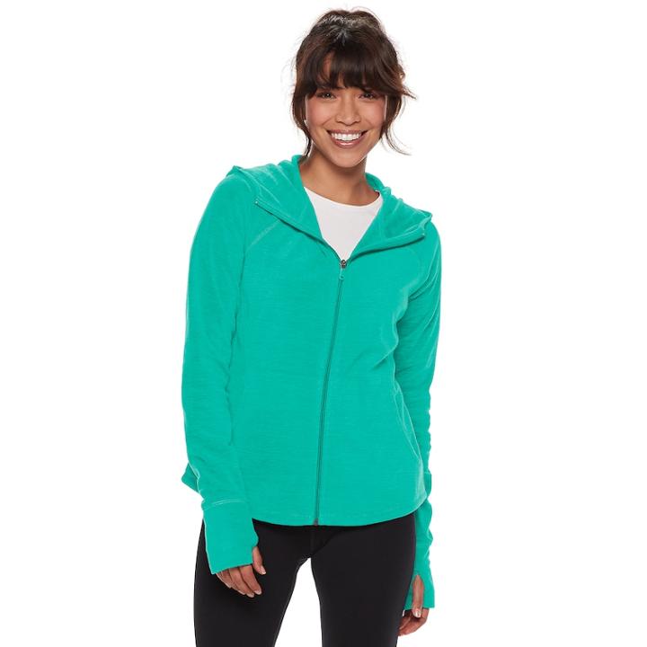 Petite Tek Gear® Microfleece Hooded Jacket, Women's, Size: M Petite, Turquoise/blue (turq/aqua)