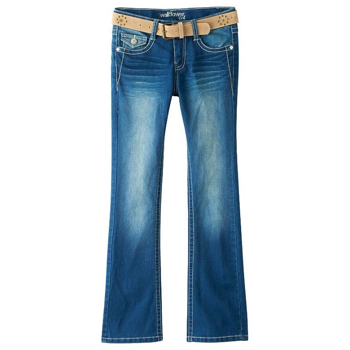 Girls Plus Size Wallflower Embroidered Bootcut Jeans, Girl's, Size: 20 1/2, Blue Other