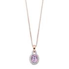 14k Rose Gold Over Silver Amethyst & White Topaz Oval Halo Pendant Necklace, Women's, Size: 18, Purple