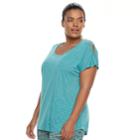 Plus Size Tek Gear&reg; Cold-shoulder Top, Women's, Size: 3xl, Turquoise/blue (turq/aqua)