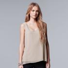 Women's Simply Vera Vera Wang Split Back Mixed-media Tank, Size: Large, Silver