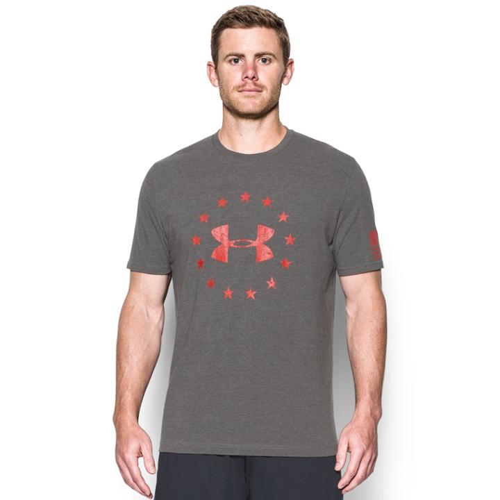 Men's Under Armour Freedom Tee, Size: Medium, Grey (charcoal)