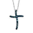 10k White Gold 1/10-ct. T.w. Blue Diamond Cross Pendant, Women's