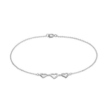 Barefootsies Silver Plated Heart Anklet, Women's, Size: 8.5, Grey