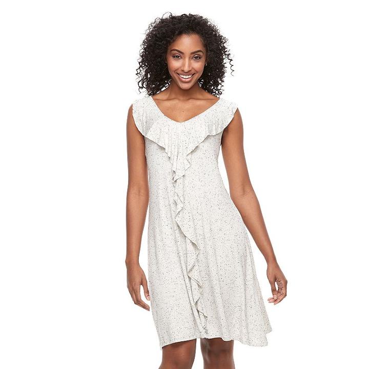 Women's Apt. 9&reg; Draped Ruffle Dress, Size: Medium, Beig/green (beig/khaki)