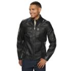 Men's Urban Republic Faux-leather Biker Jacket, Size: Medium, Black