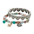 Believe In Love Heart Beaded Stretch Bracelet Set, Women's, Multicolor
