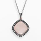 Lavish By Tjm 14k Rose Gold Over Silver And Sterling Silver Rose Quartz Halo Pendant- Made With Swarovski Marcasite, Women's, Size: 18, Red