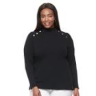 Plus Size Croft & Barrow&reg; Mock Neck Tee, Women's, Size: 1xl, Black