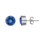 Brilliance Silver Tone Stud Earrings With Swarovski Crystals, Women's, Blue