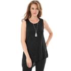 Women's Ab Studio Asymmetrical Hem Necklace Tank, Size: Xlrg Av/rg, Black