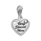 Personal Charm Sterling Silver Very Special Mom Heart Charm, Women's, Grey