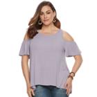 Plus Size Sonoma Goods For Life&trade; Ribbed Cold-shoulder Tee, Women's, Size: 1xl, Med Purple