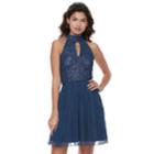 Juniors' Speechless Lace Halter Prom Dress, Teens, Size: 3, Med Blue