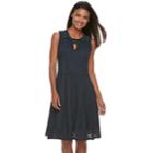 Women's Sharagano Open-work Fit & Flare Dress, Size: 6, Blue (navy)