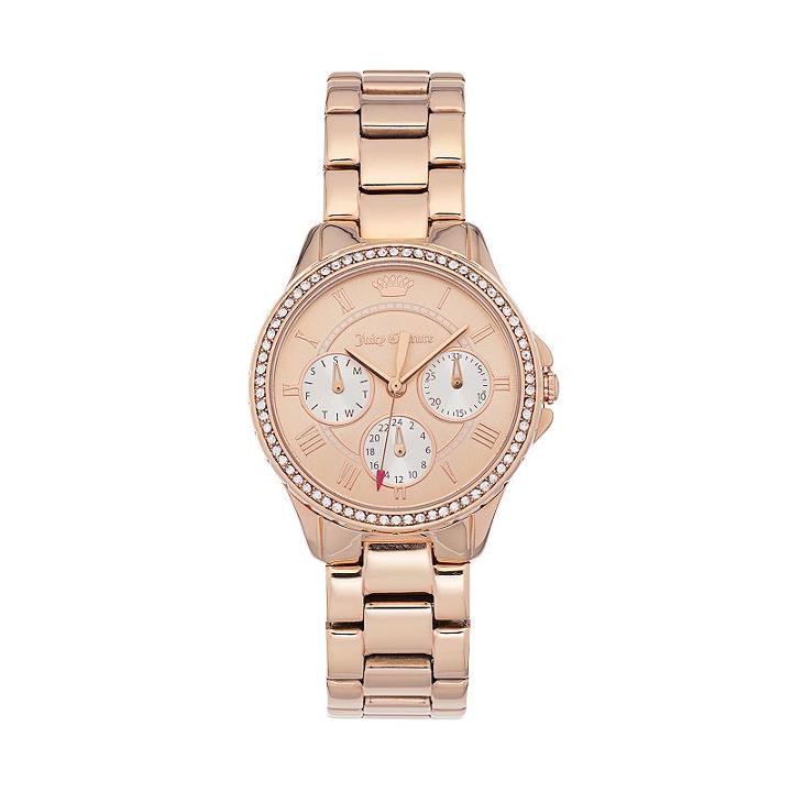 Juicy Couture Women's Gwen Crystal Stainless Steel Watch, Pink