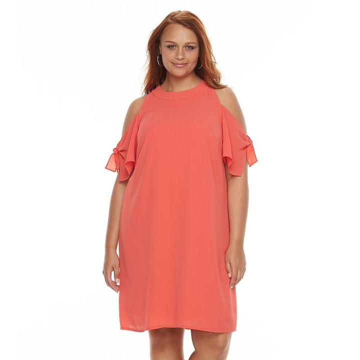 Plus Size Suite 7 Cold-shoulder Shift Dress, Women's, Size: 14 W, Pink Other
