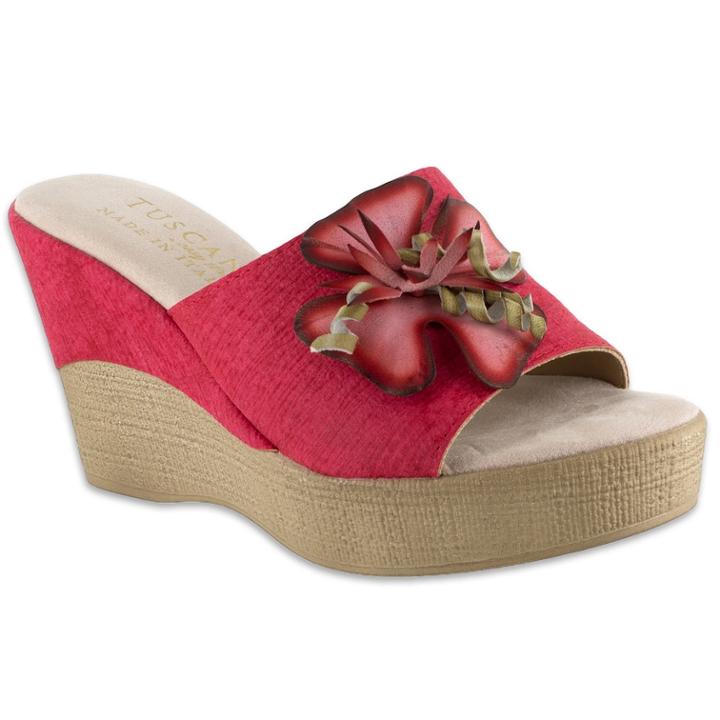 Tuscany By Easy Street Castello Women's Wedge Sandals, Size: Medium (10), Red