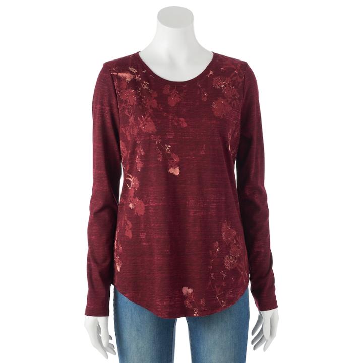 Women's Sonoma Goods For Life&trade; Everyday Crewneck Tee, Size: Medium, Med Red
